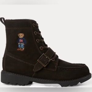 POLO Ralph Lauren Ranger Embroidered Polo Bear Brown Lace up Suede Boot Size 3